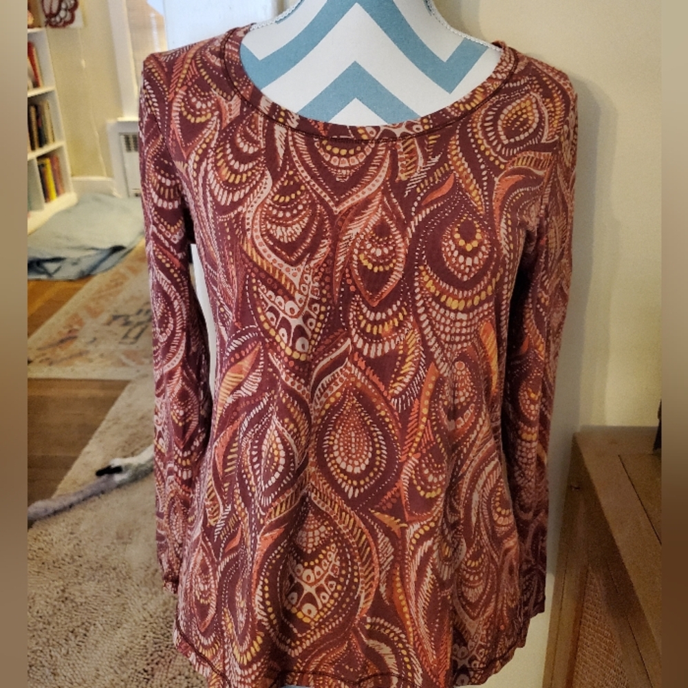 Sonoma Sonoma Rust Colores Paisley Long Sleeve Top